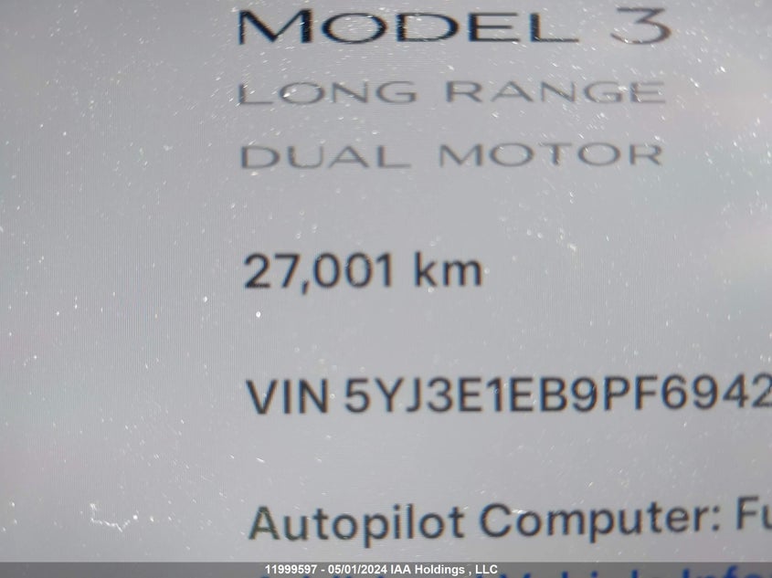 2023 Tesla Model 3 VIN: 5YJ3E1EB9PF694228 Lot: 11999597