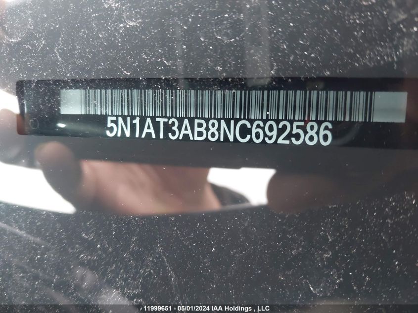 2022 Nissan Rogue S VIN: 5N1AT3AB8NC692586 Lot: 11999651