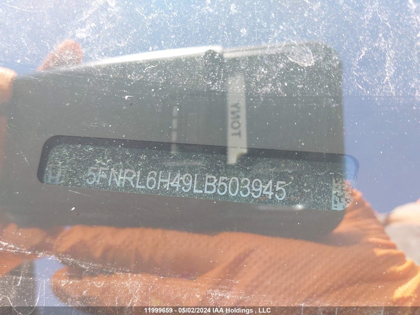 2020 Honda Odyssey VIN: 5FNRL6H49LB503945 Lot: 11999659