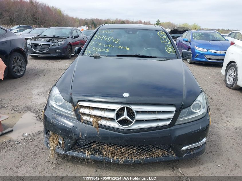2012 Mercedes-Benz C-Class VIN: WDDGF8BB5CA702653 Lot: 11999842