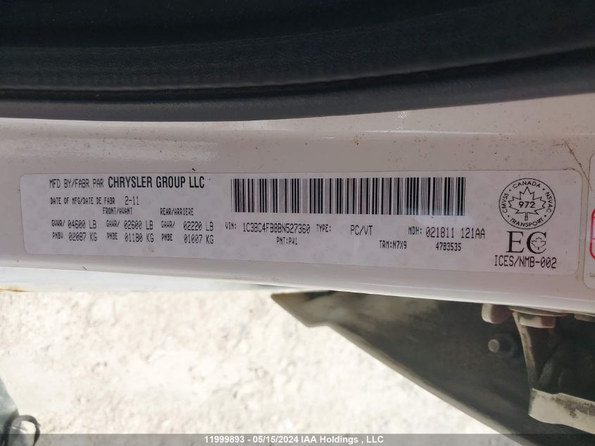 2011 Chrysler 200 VIN: 1C3BC4FB8BN527360 Lot: 11999893