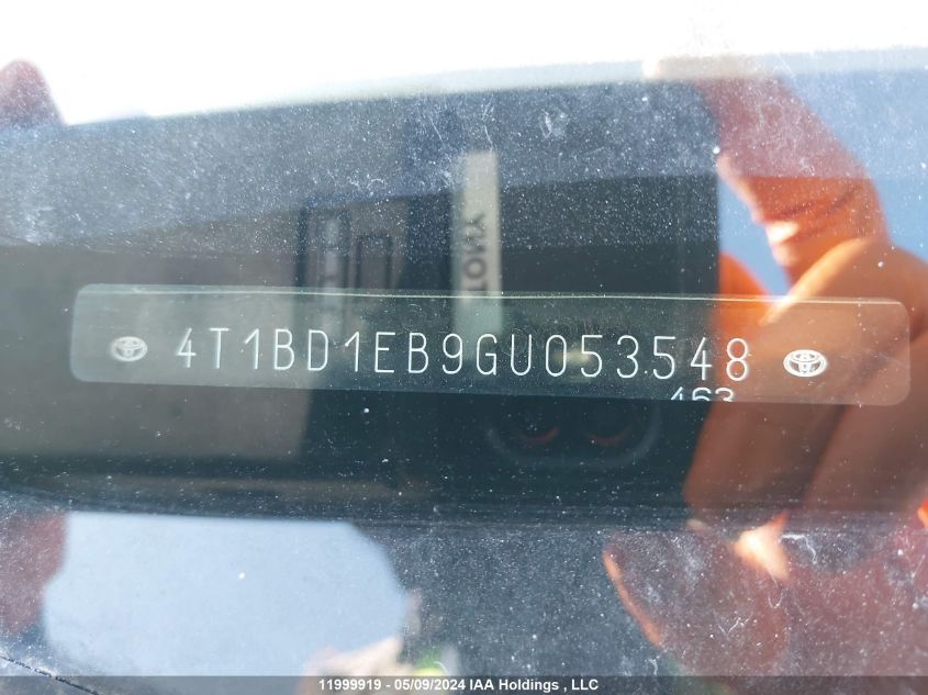 2016 Toyota Avalon Hybrid Limited VIN: 4T1BD1EB9GU053548 Lot: 11999919