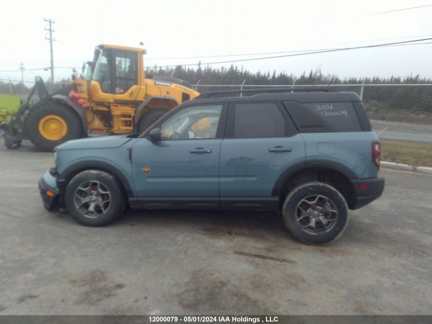 2021 Ford Bronco Sport Badlands VIN: 3FMCR9D94MRA22570 Lot: 12000079