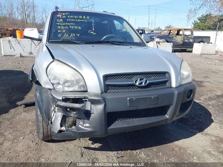 2008 Hyundai Tucson VIN: KM8JM12D08U730473 Lot: 12000335