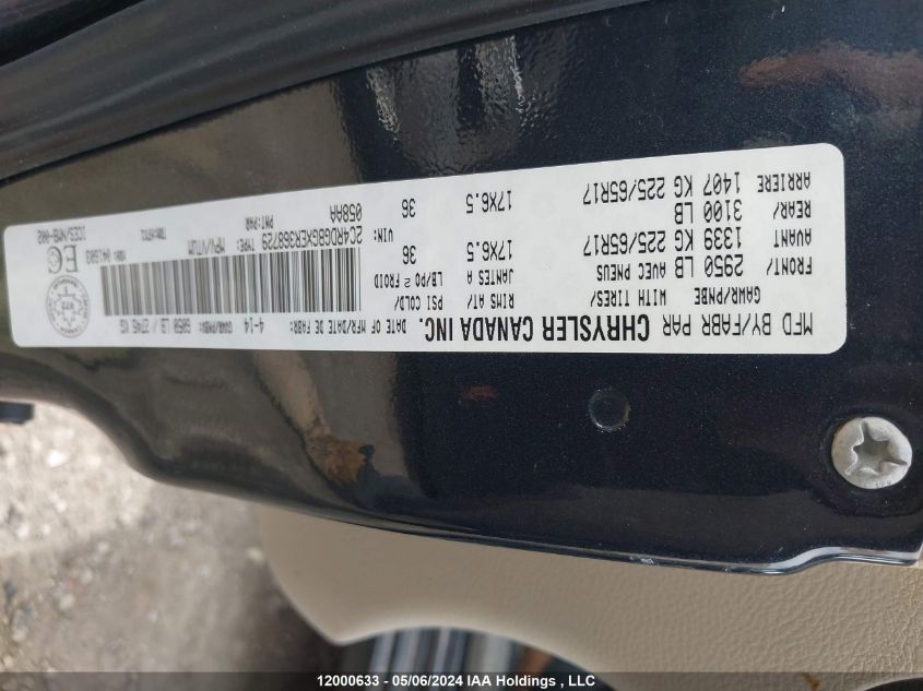 2014 Dodge Grand Caravan Se VIN: 2C4RDGBGXER368729 Lot: 12000633