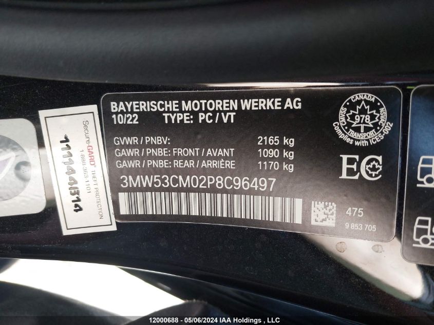 2023 BMW 2 Series VIN: 3MW53CM02P8C96497 Lot: 12000688