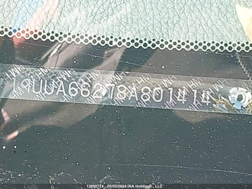 2008 Acura Tl VIN: 19UUA66278A801414 Lot: 12000774