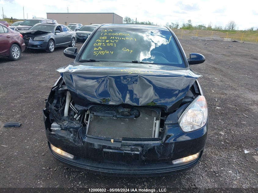 2008 Hyundai Accent Gs VIN: KMHCN35C88U085351 Lot: 12000802