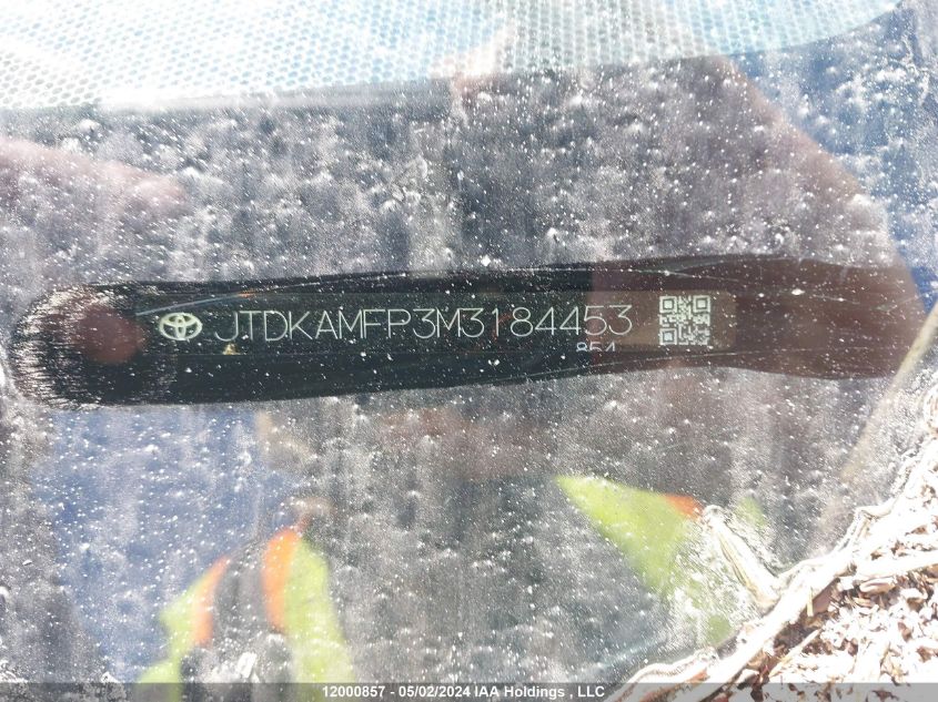 2021 Toyota Prius Prime Upgrade VIN: JTDKAMFP3M3184453 Lot: 12000857