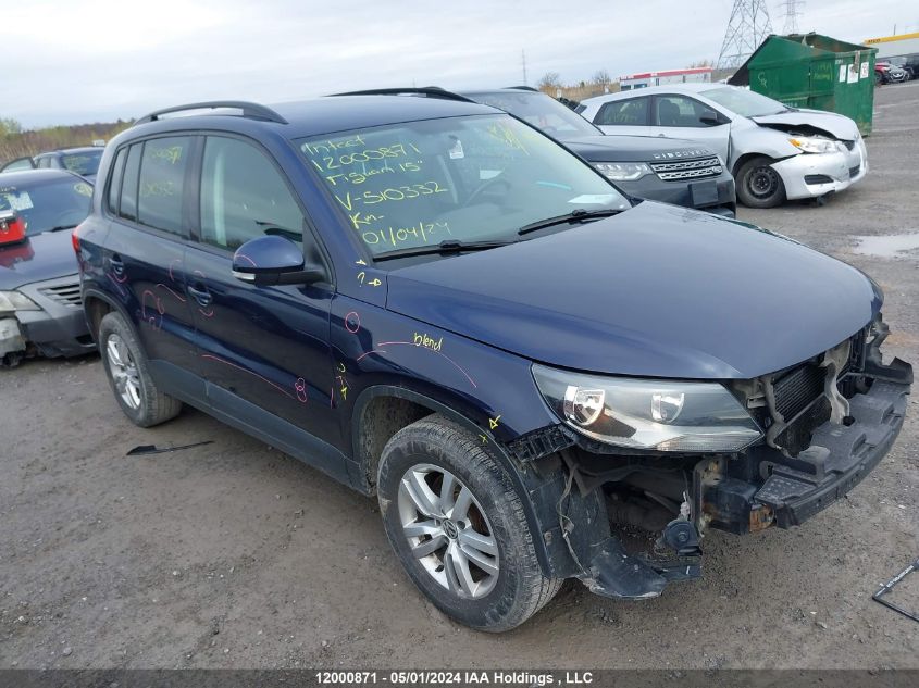 2015 Volkswagen Tiguan VIN: WVGHV7AX6FW510332 Lot: 12000871