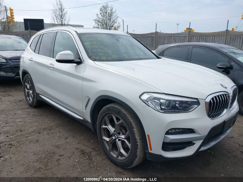 2021 BMW X3 VIN: 5UXTS1C09M9H40853 Lot: 12000982