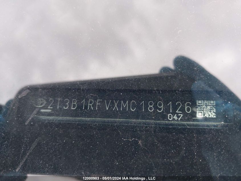 2021 Toyota Rav4 Le VIN: 2T3B1RFVXMC189126 Lot: 12000983