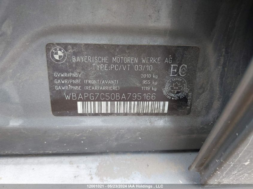 2011 BMW 3 Series VIN: WBAPG7C50BA795166 Lot: 12001021