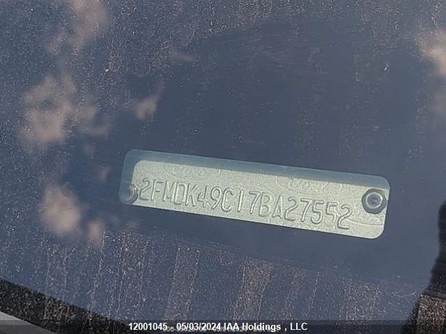 2007 Ford Edge Sel Plus VIN: 2FMDK49C17BA27552 Lot: 12001045