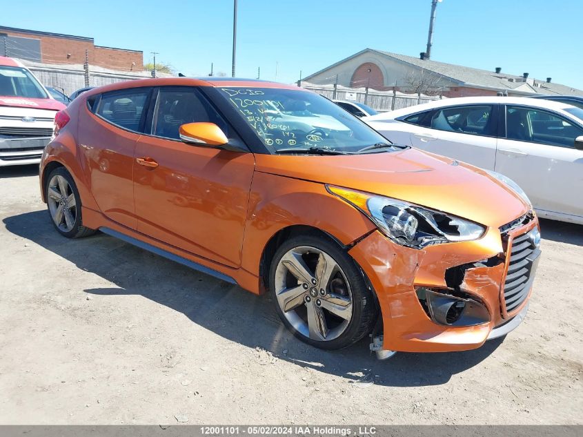 2013 Hyundai Veloster Turbo VIN: KMHTC6AE0DU180401 Lot: 12001101