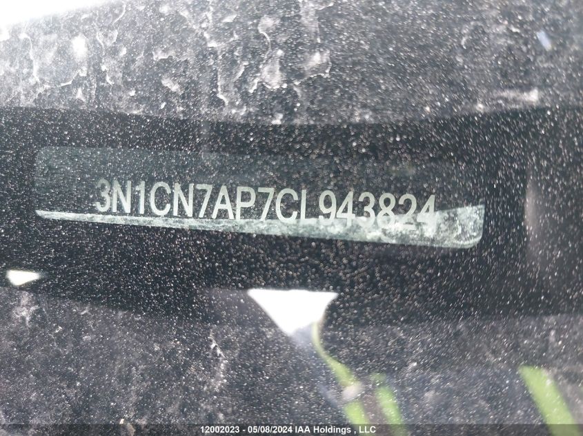 2012 Nissan Versa VIN: 3N1CN7AP7CL943824 Lot: 12002023