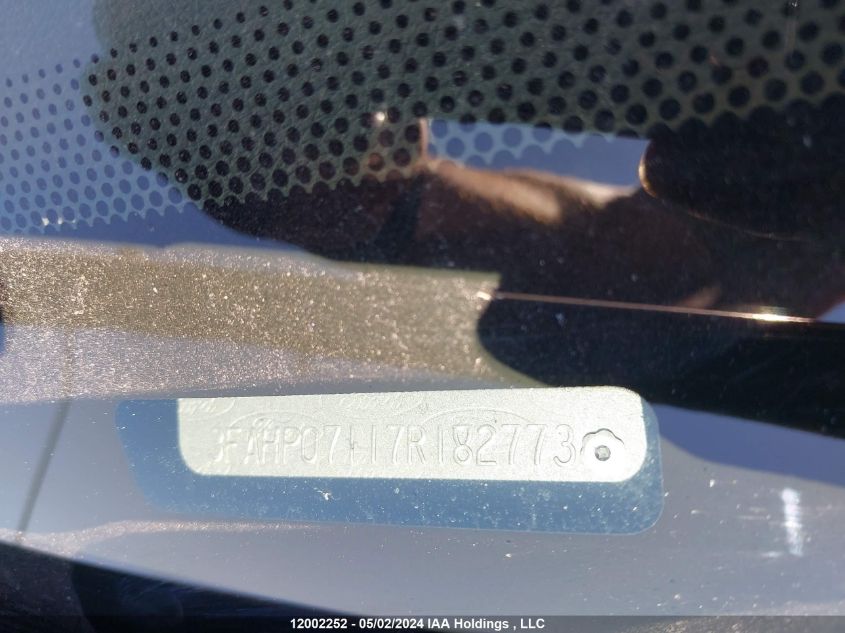 2007 Ford Fusion Se VIN: 3FAHP07117R182773 Lot: 12002252