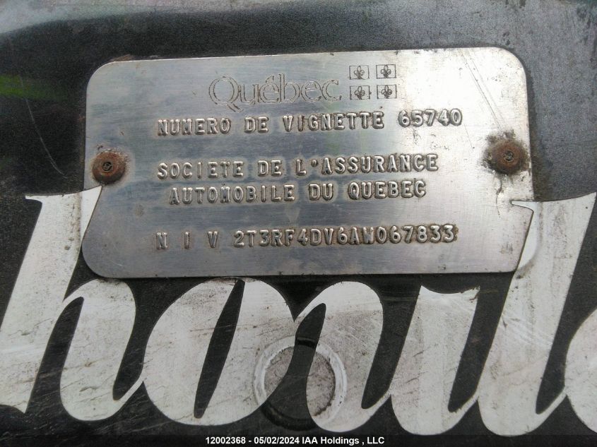 2010 Toyota Rav4 Sport VIN: 2T3RF4DV6AW067833 Lot: 12002368