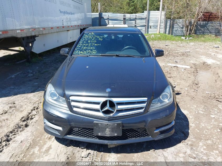 2012 Mercedes-Benz C-Class VIN: WDDGF8JB5CA739400 Lot: 12002407