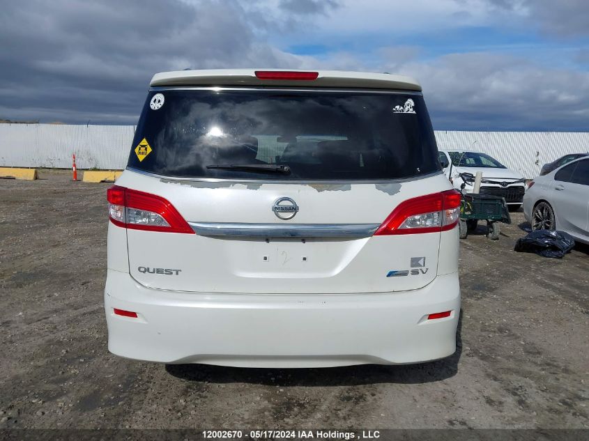 2011 Nissan Quest S/Sv/Sl/Le VIN: JN8AE2KP5B9013129 Lot: 12002670