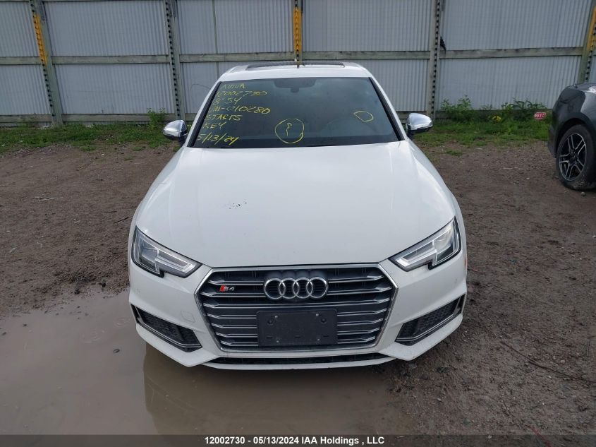 2018 Audi S4 Sedan VIN: WAUC4AF40JA010280 Lot: 12002730