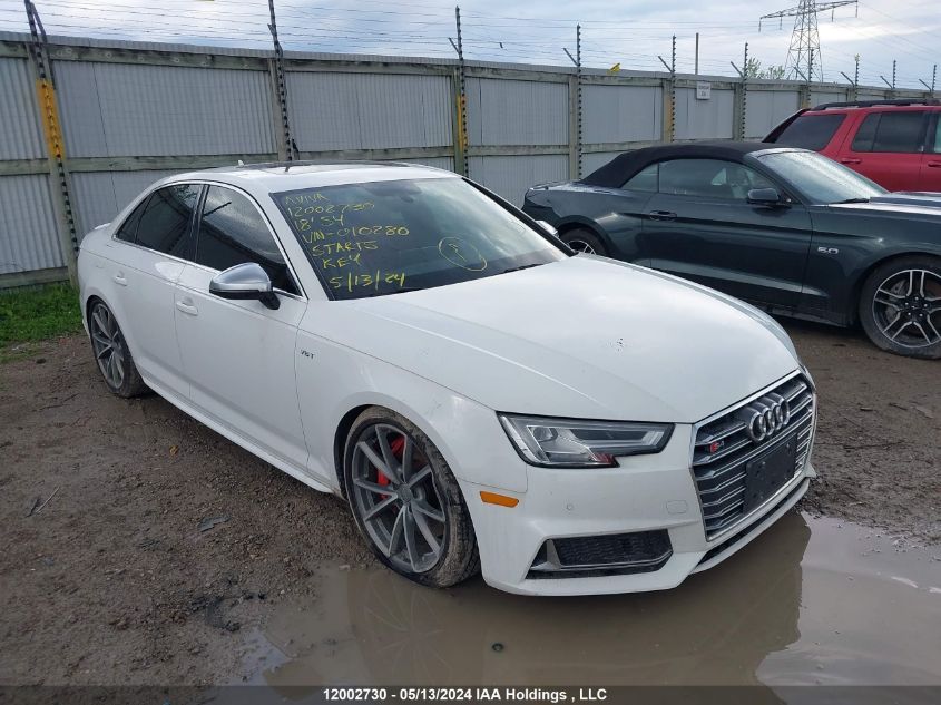 2018 Audi S4 Sedan VIN: WAUC4AF40JA010280 Lot: 12002730