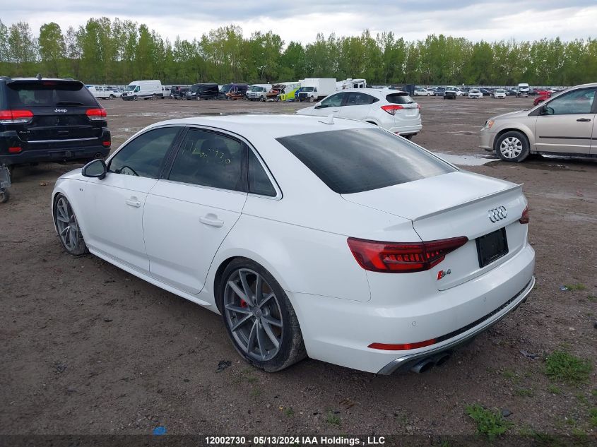 2018 Audi S4 Sedan VIN: WAUC4AF40JA010280 Lot: 12002730