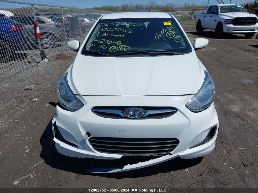 2013 Hyundai Accent Gls/Gs VIN: KMHCT5AE9DU127058 Lot: 12002752