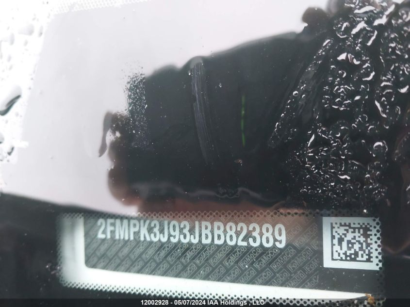2018 Ford Edge Sel VIN: 2FMPK3J93JBB82389 Lot: 12002928