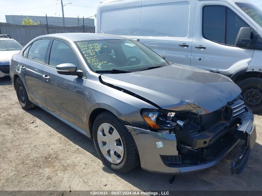 2013 Volkswagen Passat S VIN: 1VWAH7A32DC031007 Lot: 12003033