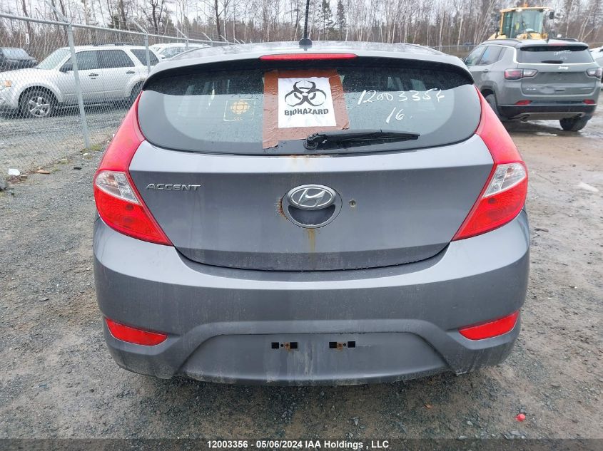 2016 Hyundai Accent Gl VIN: KMHCT5AEXGU256088 Lot: 12003356