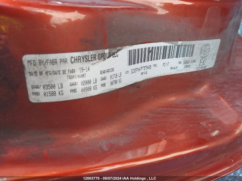 2015 Fiat 500 Sport VIN: 3C3CFFHH7FT575429 Lot: 12003770