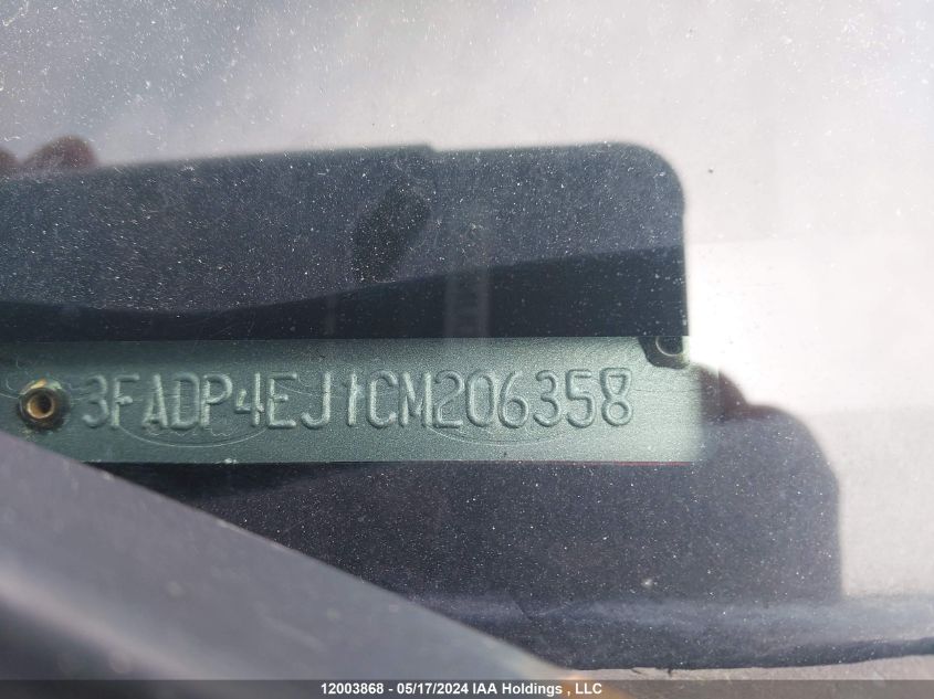 2012 Ford Fiesta Se VIN: 3FADP4EJ1CM206358 Lot: 12003868