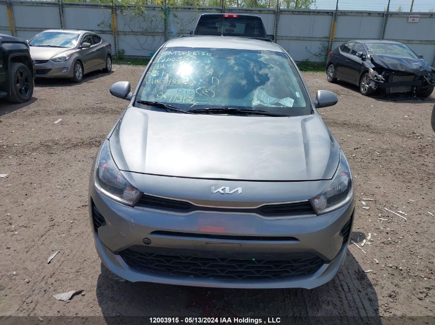 2022 Kia Rio S VIN: 3KPA25ADXNE488160 Lot: 12003915