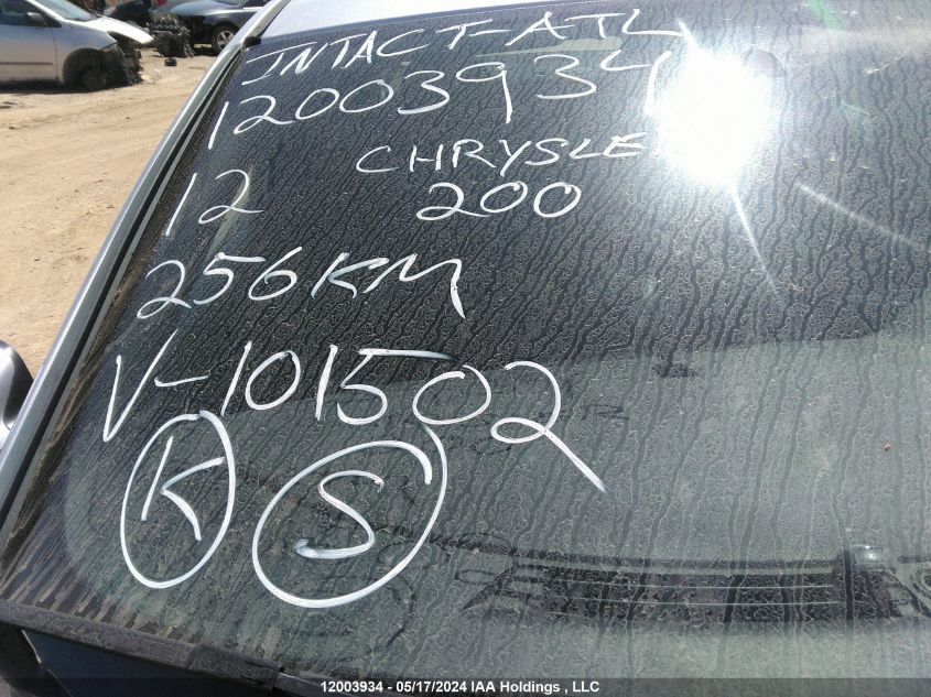 2012 Chrysler 200 Touring VIN: 1C3CCBBB9CN101502 Lot: 12003934