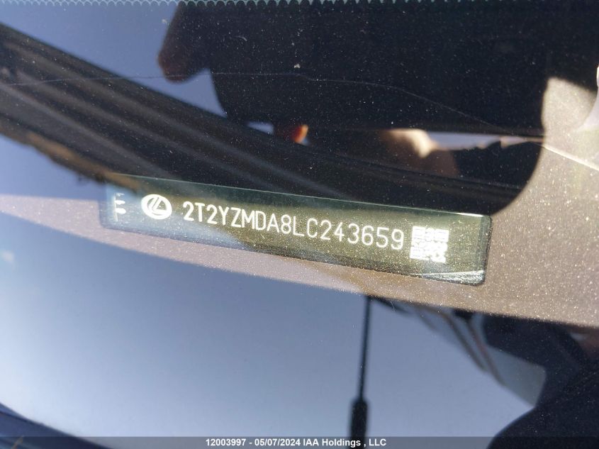 2020 Lexus Rx 350 VIN: 2T2YZMDA8LC243659 Lot: 12003997