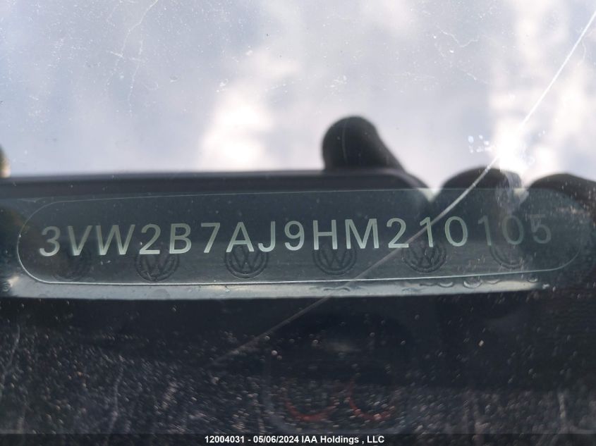 2017 Volkswagen Jetta S VIN: 3VW2B7AJ9HM210105 Lot: 12004031