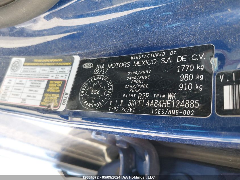 2017 Kia Forte VIN: 3KPFL4A84HE124885 Lot: 12004072