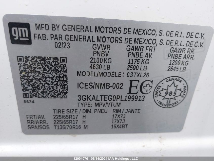 2023 GMC Terrain VIN: 3GKALTEG0PL199913 Lot: 12004076