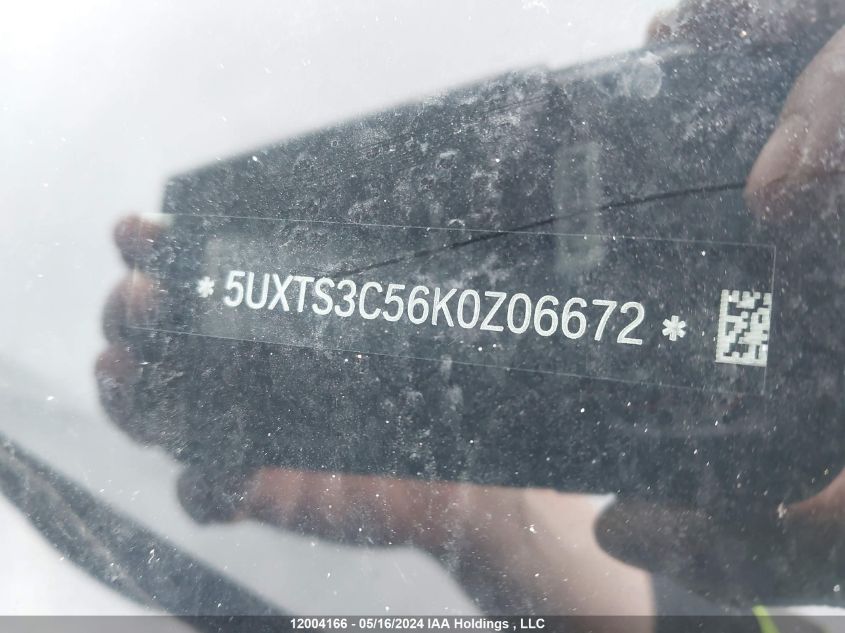 2019 BMW X3 VIN: 5UXTS3C56K0Z06672 Lot: 12004166