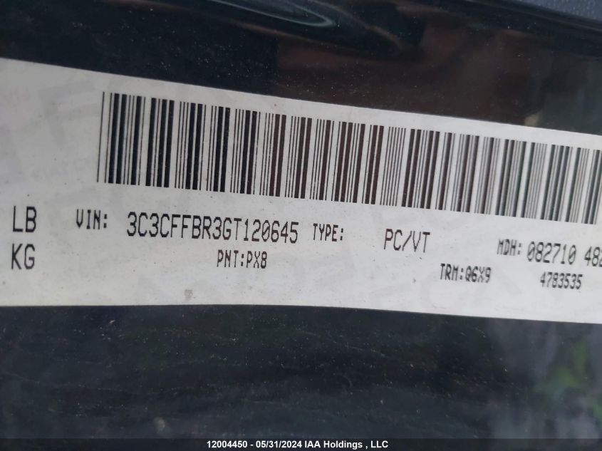 2016 Fiat 500 Sport VIN: 3C3CFFBR3GT120645 Lot: 12004450