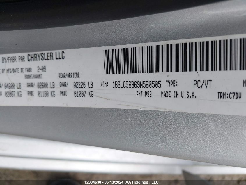 2009 Dodge Avenger Sxt VIN: 1B3LC56B69N560505 Lot: 12004630