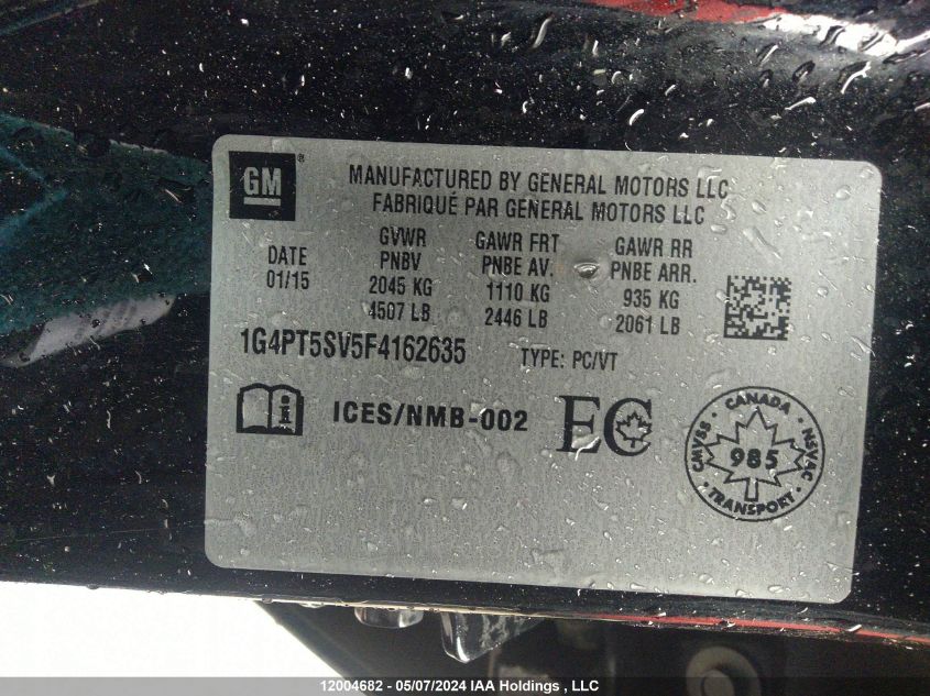 2015 Buick Verano VIN: 1G4PT5SV5F4162635 Lot: 12004682