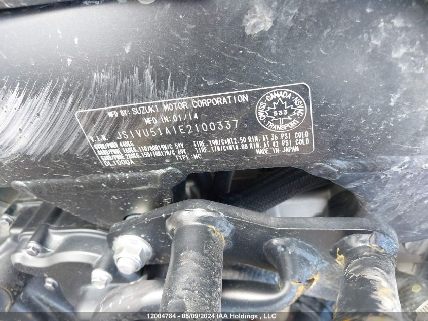 2014 Suzuki Dl1000 VIN: JS1VU51A1E2100337 Lot: 12004784