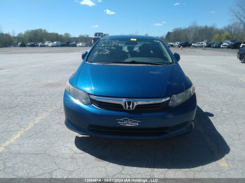 2012 Honda Civic Lx VIN: 2HGFB2F48CH028737 Lot: 12004914