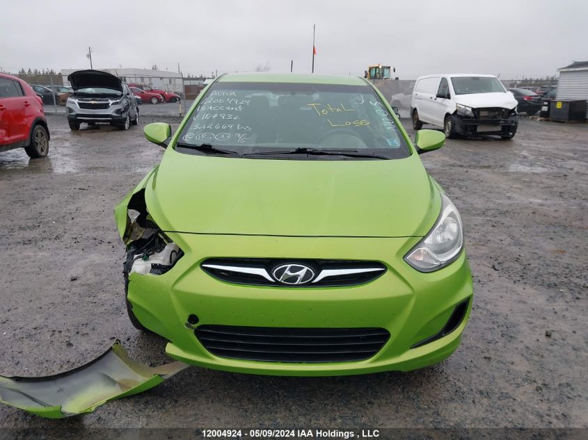 2013 Hyundai Accent Gl VIN: KMHCT5AE4DU107932 Lot: 12004924