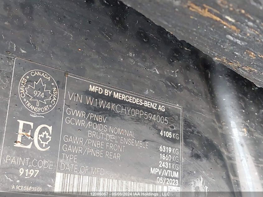 2023 Mercedes-Benz Sprinter Van VIN: W1W4KCHY0PP594005 Lot: 12005057