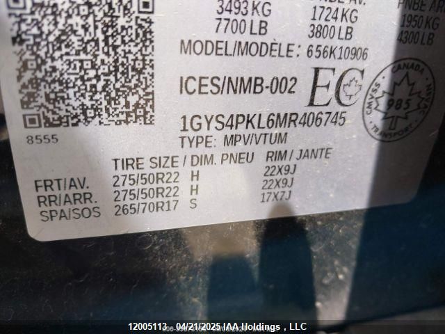 2021 Cadillac Escalade Esv VIN: 1GYS4PKL6MR406745 Lot: 12005113