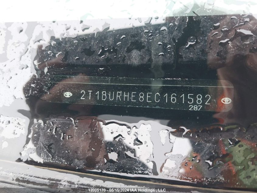 2014 Toyota Corolla Ce/Le/S VIN: 2T1BURHE8EC161582 Lot: 12005170