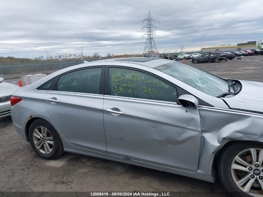 2012 Hyundai Sonata Gls VIN: 5NPEB4AC4CH334457 Lot: 12005419